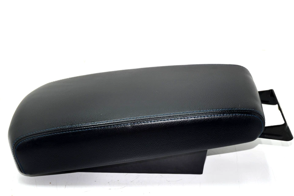 💎 Nissan Altima 2013-2018 consola tapa reposabrazos cuero negro azul puntada OEM Foto 3 de 4