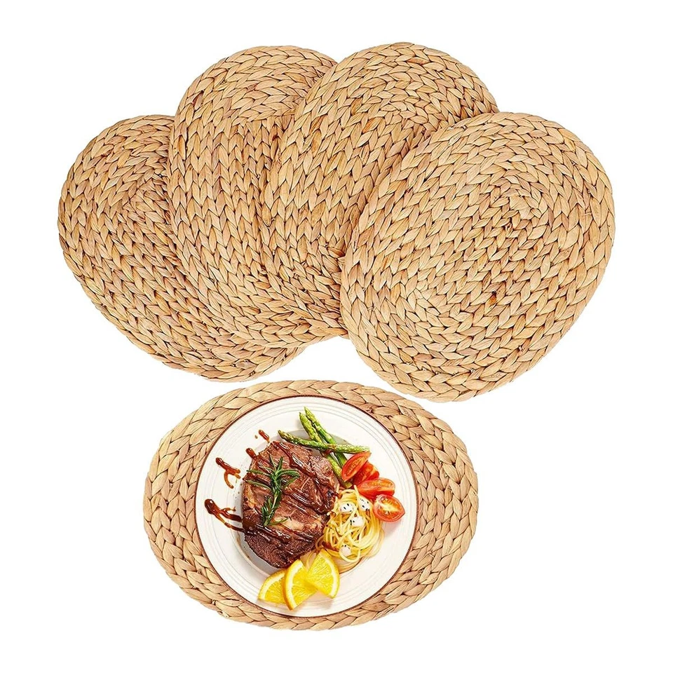 Straw Braided Rattan Placemats, Non-Slip Placemats 12X16 Inches 4Pack M3B55194