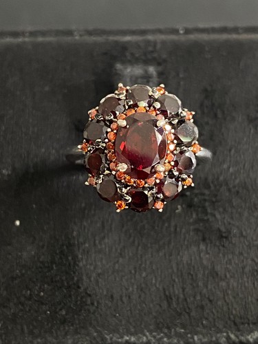 NATURAL GARNET 6X8 GARNET DIAMOND CUT STERLING SILVER 925 RING EARRING - 第 7/13 張圖片