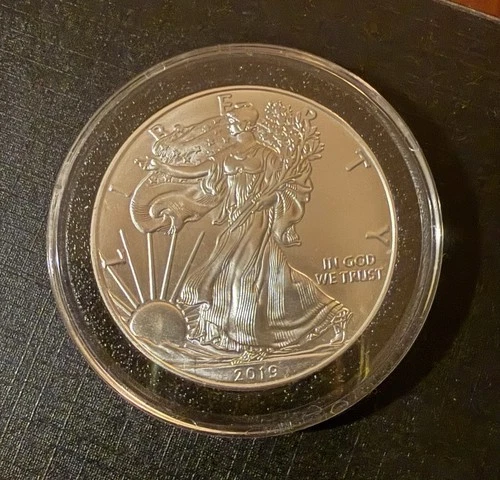 2019 AMERICAN SILVER EAGLE DOLLAR COIN 1 OZ. 999 PURE FINE SILVER W/HOLDER