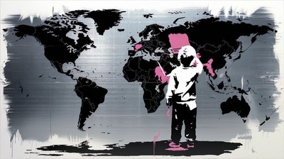 Sonderverkauf! Weltkarte World Map Banksy Silber Edition bis 170x100 cm Pop Art