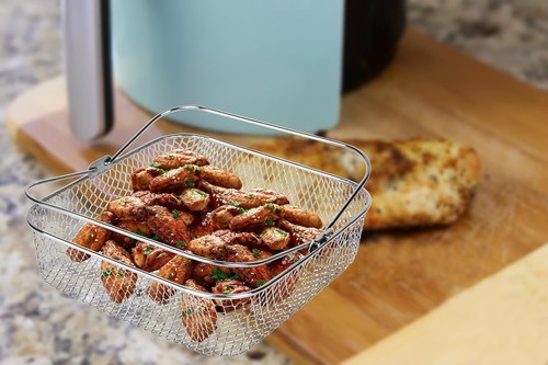 304 Stainless Steel Square Air Fryer Basket - Dishwasher Safe & Easy-Lift Handle - Picture 3 of 6