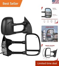 Foldable Telescopic Side Mirrors for F250 F350 F450: Enhanced Visibility (Black)