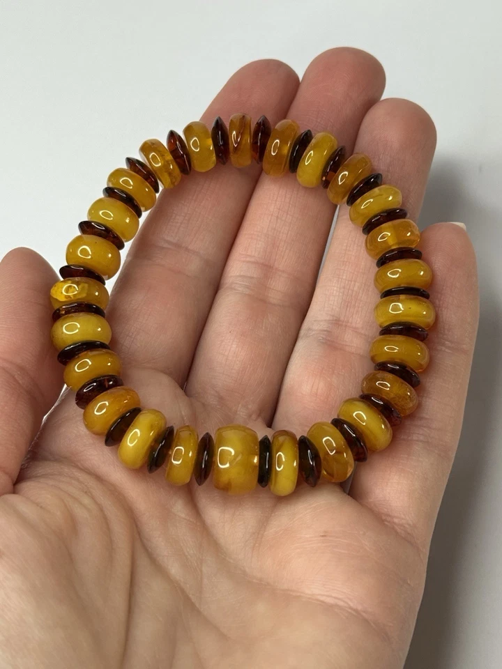 Natural Amber Stone Bracelet.Donut shape Amber Bracelet.Amber Jewelry Bracelet. - Image 3 of 4