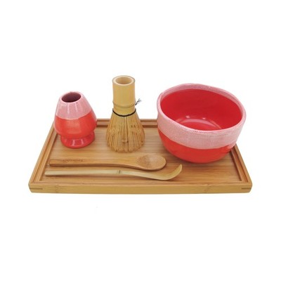 BambooMN Brand - Matcha Bowl Set (Includes Bowl, Rest,Tea Whisk, Chasaku, Tea Sp