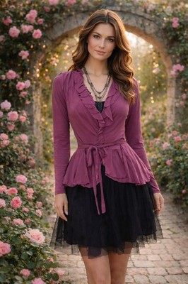 Noa Noa Wrap Jacket Purple Ruffles