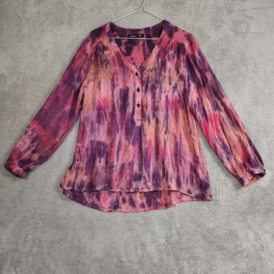NEW Gypsy 05 Top Women Sz Small Silk Semi Sheer Relaxed Boho Beach Watercolor 