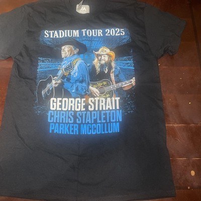 George Strait Chris Stapleton Tour 2025 Graphic Black T Shirt Size Medium