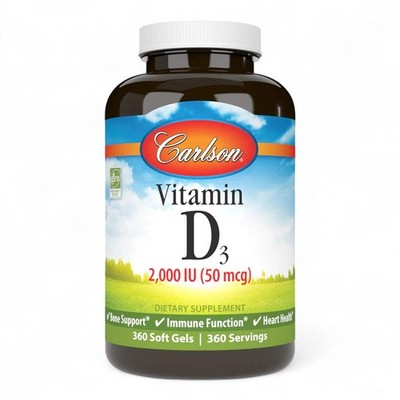 Carlson Vitamin D3   2.000 IE (50 mcg), Knochen- und Immununterstützung, 360 Weichkapseln