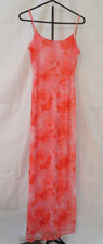 Francesca's Women's Small Orange Pink Floral Mesh Slip Dress Spaghetti Strap NWT