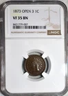 NGC VF-35 BN 1873 Open 3 Indian Head Cent, Sharp, Chocolate-Brown specimen.