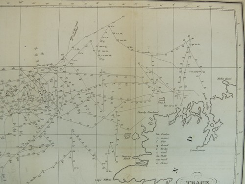 ORIGINAL 1818 KARTE SPUR VON H.M. SLOOP ONYX AUF DER SUCHE NACH AITKINS FELSEN UNTER DEM - Bild 4 von 8