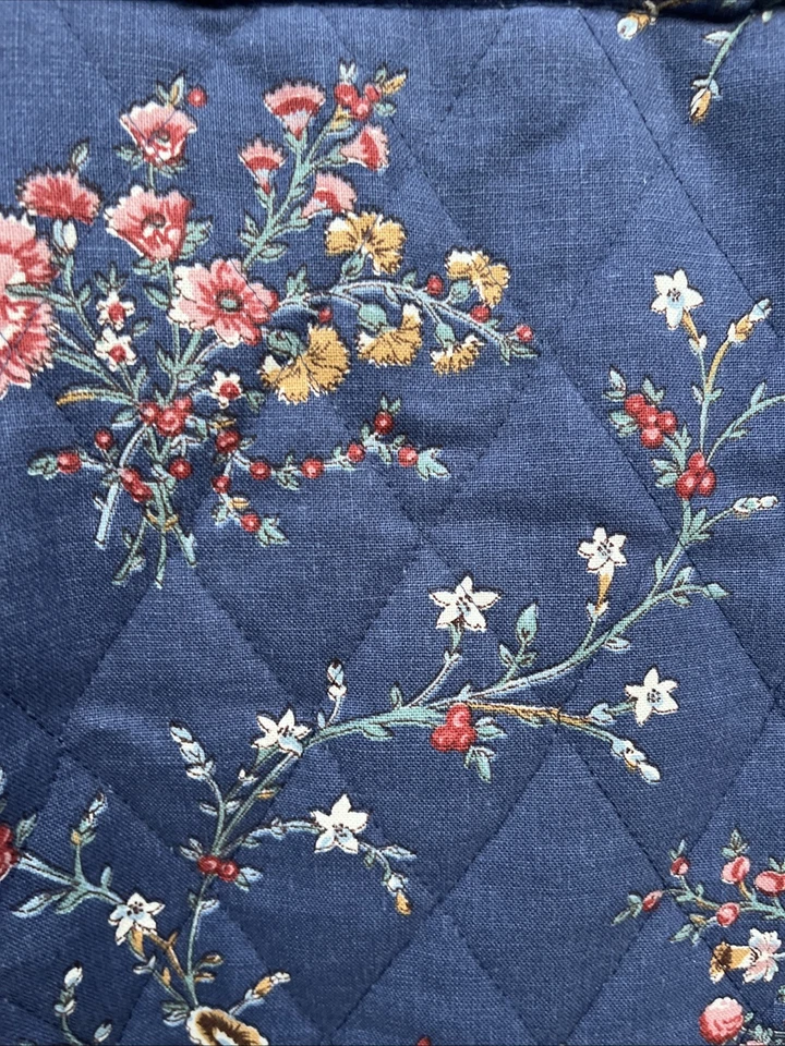 Bolso Acolchado De Colección Bolsillos Grandes Hecho a Mano Floral Forrado Boho Azul Años 80 90 Foto 2 de 4