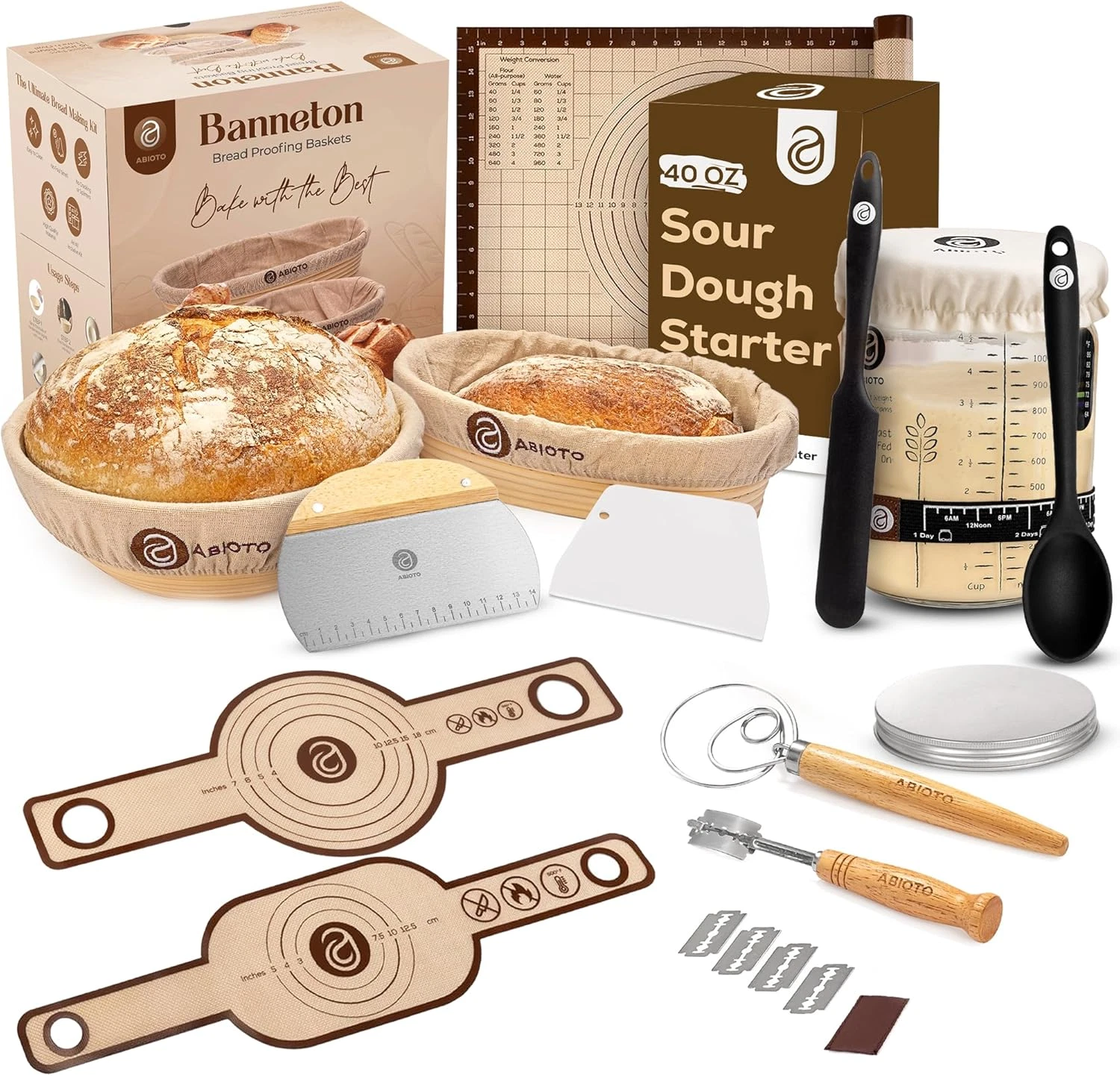 Ultimate Sourdough Starter Kit: Bannetons, Tools & 40Oz Jar Included