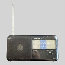 Sony ICF-350W Portable AM FM 2 Band Radio Receiver Vintage Tested Works Black