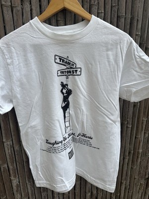 White Graphic Large Crewneck T Shirt  with Black Print Mavi   100 %Cotton