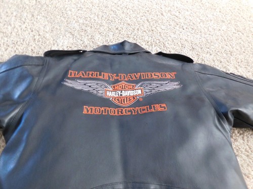 25-781 NWOT Childs size 7 Youth Harley Davidson Black Leather Jacket Coat Cycle - Picture 13 of 14