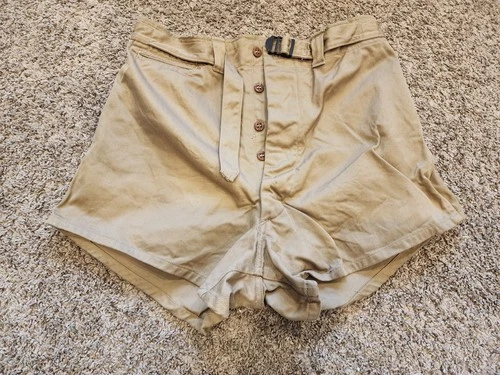 WW2 US Military Issue Khaki Swim Trunk / Shorts With Buckle & Buttons, Laundry #