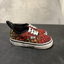 Vans Shoes Toddler Size 6c Red Orange Checker Off The Wall Print Elastic Lace