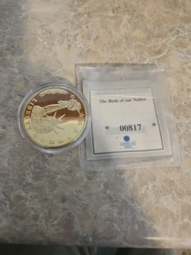 American Mint Birth Of Our Nation Statue of Liberty 24k Gold Plated Coin 2009