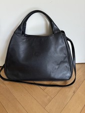Original Longchamp Schwarze Leder Tasche Hobo
