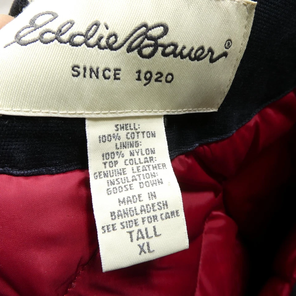 Chaqueta de Granero Eddie Bauer Para Hombres XL Alta Negra Plumón de Ganso Forrada Abrigo de Lona Foto 3 de 4