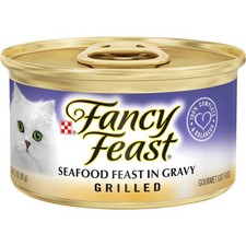 4 Pack  Fancy Feast Seafood In Gravy Grilled Gourmet Cat Food, 3 oz cans