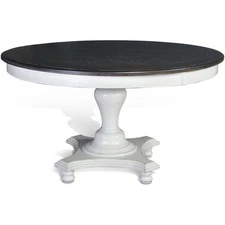 Sunny Designs Carriage House 30" Farmhouse Wood Table in White/Dark Brown