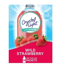Crystal Light Wild Strawberry Sugar Free Drink Mix Singles with Caffeine, 30 ct
