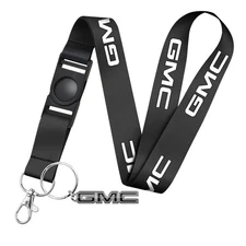 GMC Die-Cut Metal Key Chain Black Lanyard