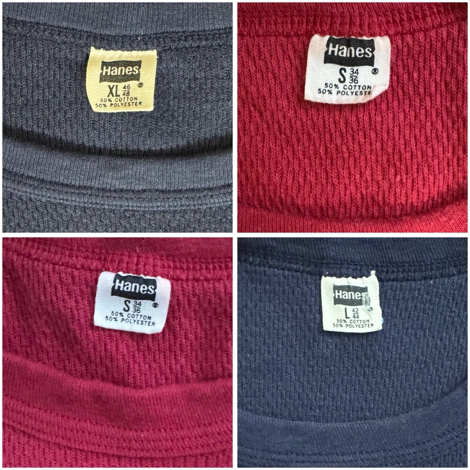 4 Vintage Hanes Thermals - Long Sleeve Waffle knit 70’s or 80’s / XL Large Small - Image 3 of 4