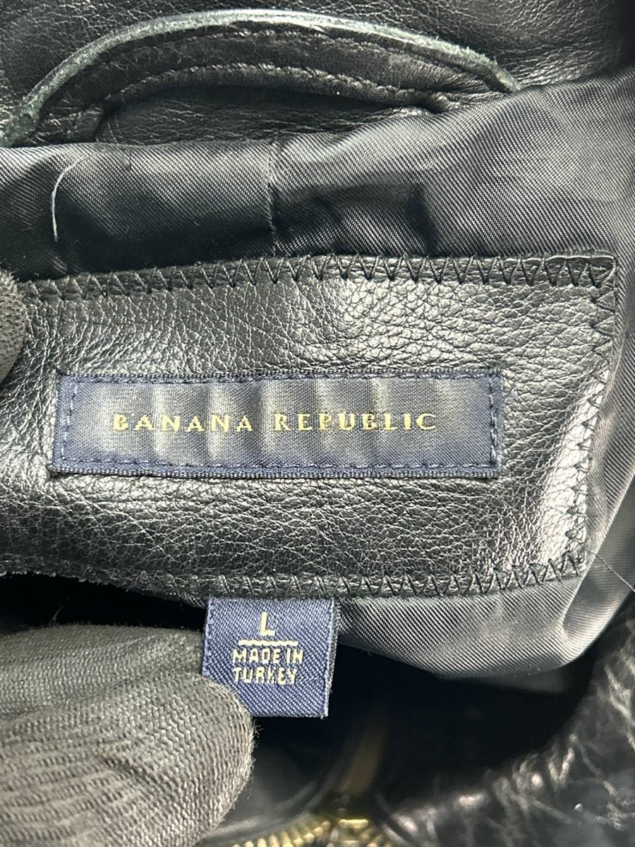 Vtg Y2k Banana Republic Jacket Mens Large Black Leather Heavy | eBay