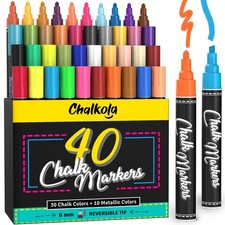 Chalk Markers - Pack of 40 Neon, Pastel Metallic Liquid Chalk Pens - For ...