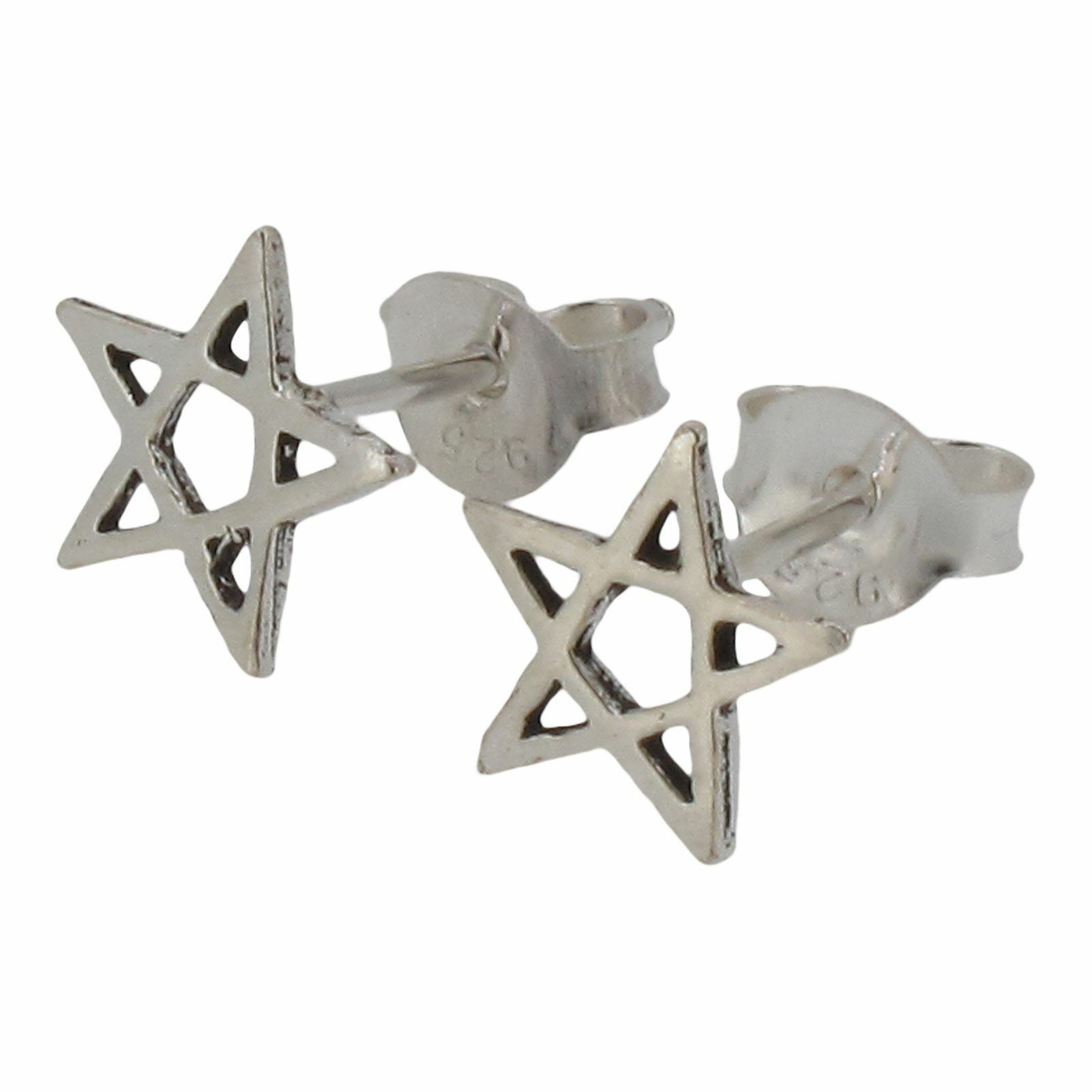 Sterling Silver Pentagram Stud Earrings by Touch Jewellery | Five Point Star 925