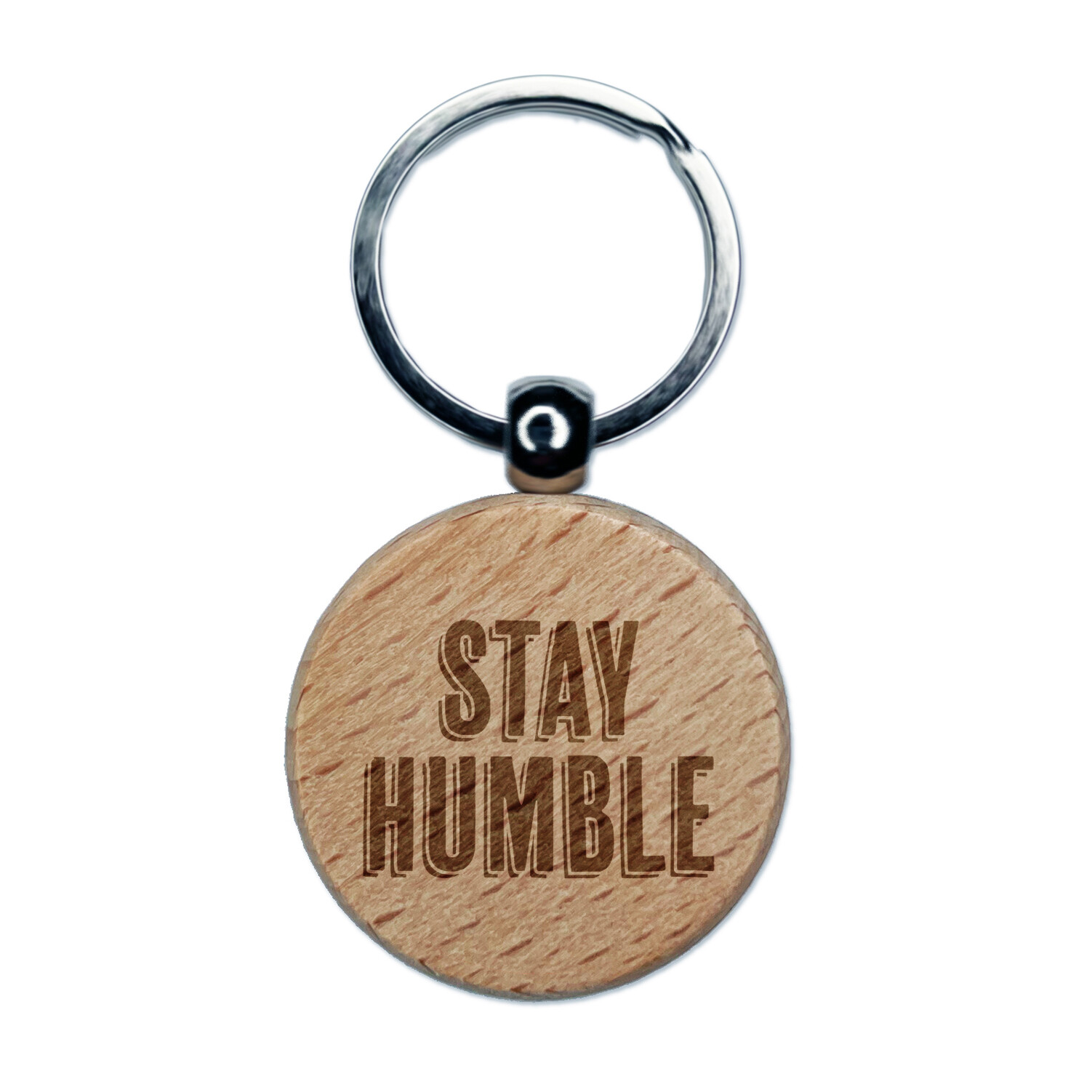 Humble Wood Keychain with Drop Shadow Engraved Charm  