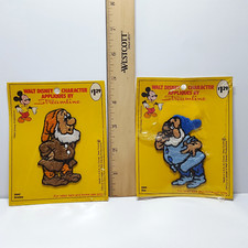 Lot 2 Vintage WDP Walt Disney Snow White Sneezy & Doc Dwarfs Applique Patches