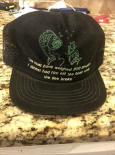 Vintage Black Novelty Fishing Fish Talking Mesh Trucker Adjustable Snapback Hat