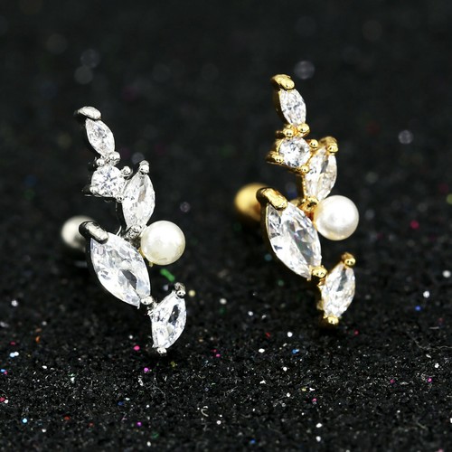 Gem Crystal Ear Cartilage Helix Ring Bar Stud Ear Cuff Climber Piercing Earring - Picture 219 of 268