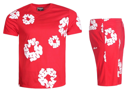 MEN'S CASUAL  2-PIECE DESIGNER PUFF PRINTED LIGHTWEIGHT SOFT  SHORT SET - Picture 3 of 16