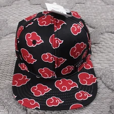 Naruto Hat Mens Snapback Black/Red Bioworld Shippuden Akatsuki Clouds NWT