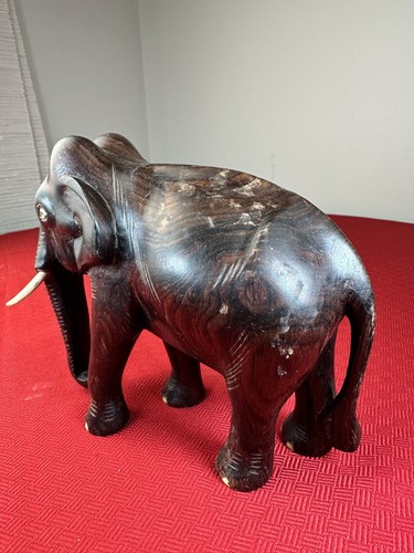 Vintage handgeschnitzter indischer Palisander Elefant Kulturdeko Geschenk - Bild 10 von 12