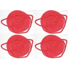 4 Pack of 3/8 Inch x 20 Ft Red Double Braid Nylon Mooring and Docking Lines