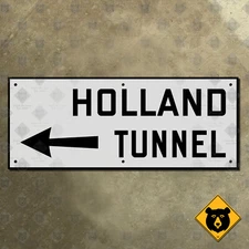 New York City Holland Tunnel Jersey highway marker road sign 17x7 1927