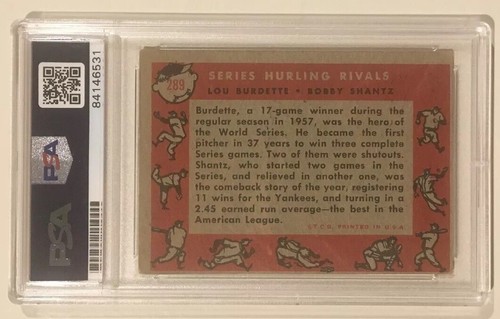 1958 Topps Signed Lou Burdette Bobby Shantz Baseball Card PSA/DNA Certified Auto - Picture 4 of 4