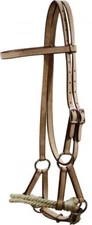 LIGHT Leather Western Bridle Headstall Rope Nose SIDEPULL Bitless 1101 **SALE**