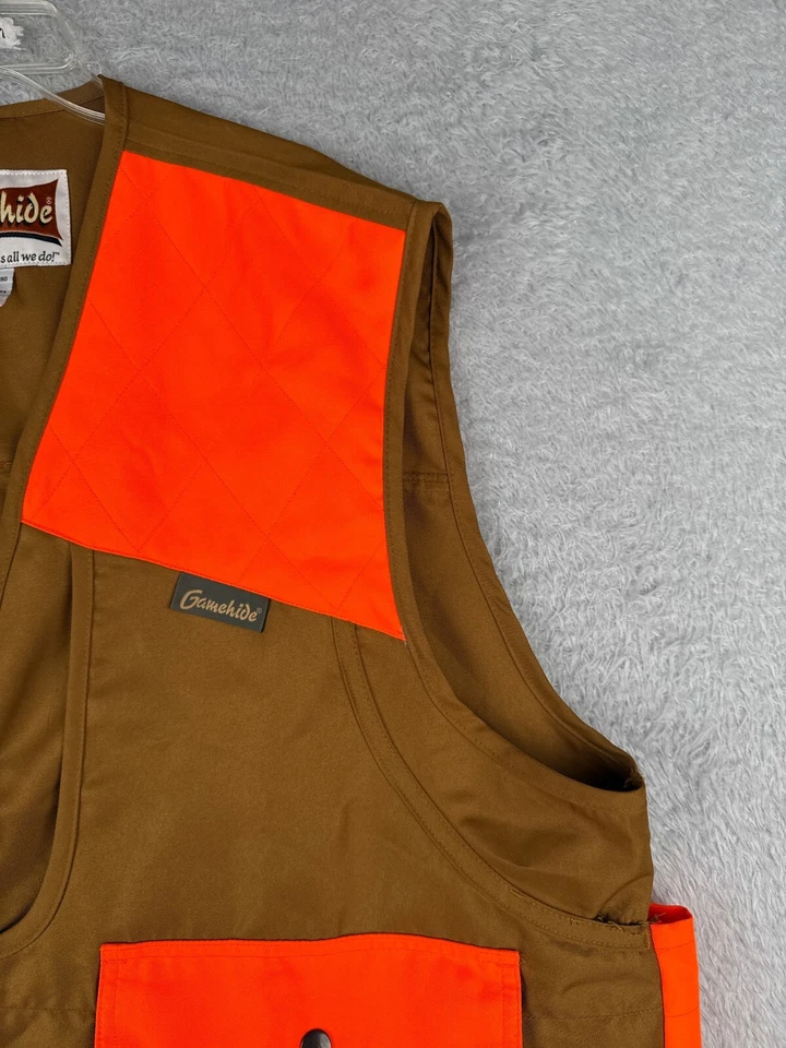 Gamehide Vest Adult Extra Large Brown Twill Fabric Hunting Shooting Blaze Orange - Image 2 of 4