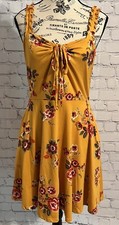 Women’s Yellow With Multicolored Floral Dress Size Medium