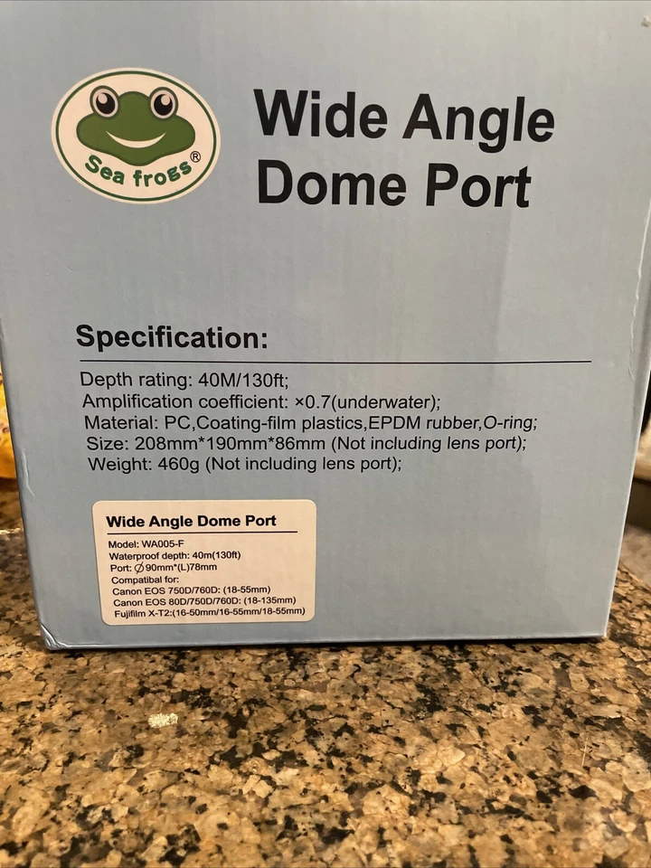 Lente ojo de pez Seafrogs WA-005-A 6" gran angular puerto domo seco para Canon Nikon 130 ft Foto 2 de 4