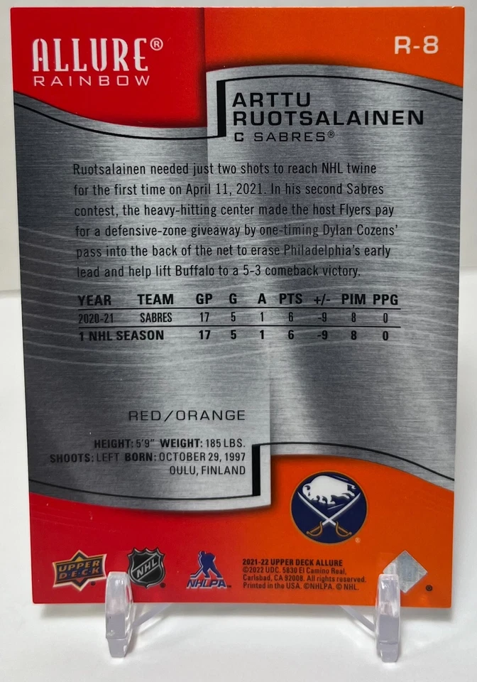 2021-22 UD Allure Arttu Ruotsalainen 5-Card Rainbow (Rookie)(#R-8) Lot - Image 4 of 4