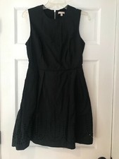 (J) EUC! GAP Tea Dress Black Size 4 Sleeveless Eyelet Pockets Pleated Skirt